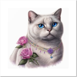 White British Shorthair Sketch Posters and Art